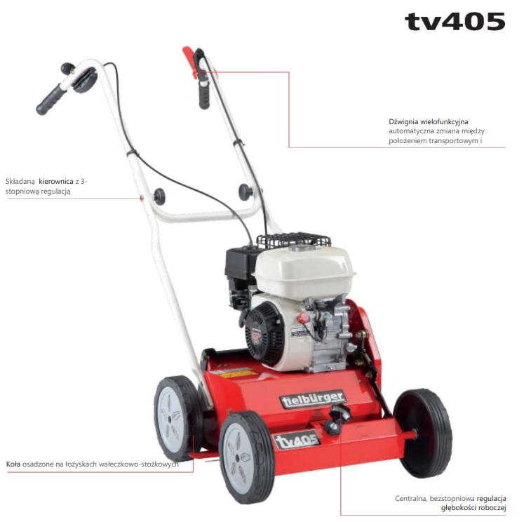 Wertykulator spalinowy Tielbürger TV405 Briggs & Stratton 550 OHV Rysunek