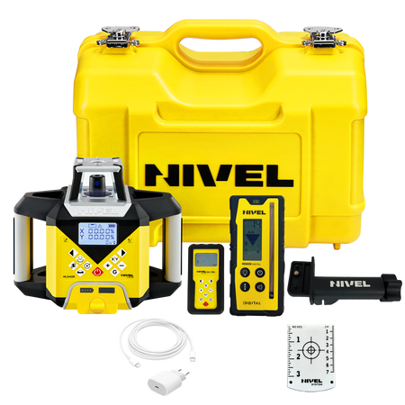 Niwelator rotacyjny Nivel System NL640R 600 m IP65 SPADKI CYFROWE STATYW KOLUMNOWY