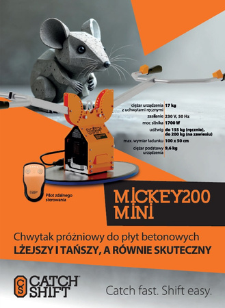 Lekki chwytak próżniowy CATCHSHIFT MICKEY200 MINI + 3 przyssawki