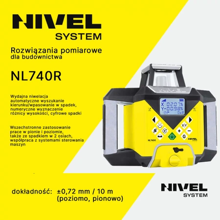 Niwelator rotacyjny Nivel System NL740R DIGITAL z systemem sterowania maszyn MC-1D